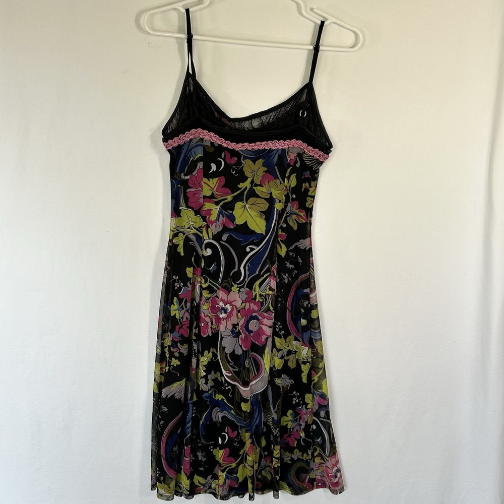 Vintage Y2K Betsey Johnson Frankly Dragon Floral Mesh Slip Dress Lace Goth Med * - Picture 5 of 14
